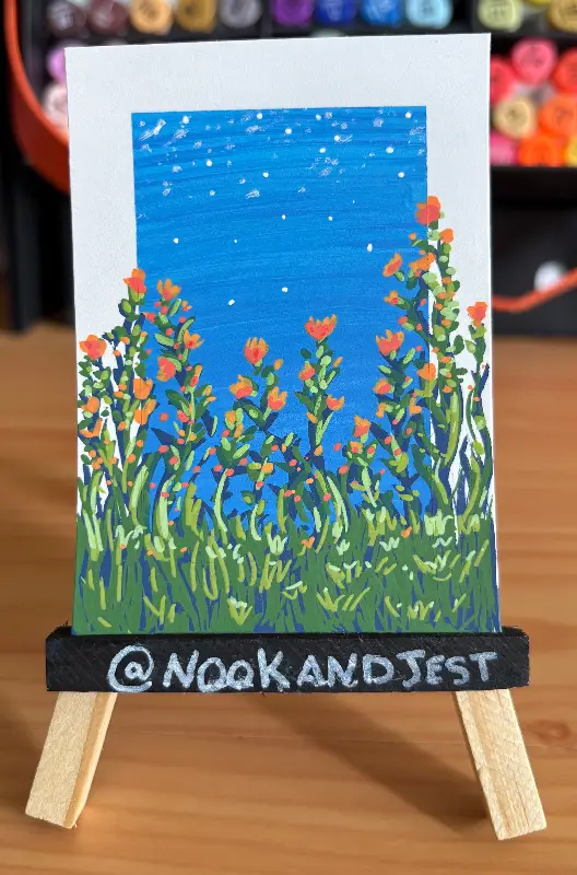 Orange Blooms in the Day aceo art card