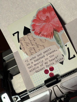 Quote Card #215 by Mazerzine pink flower collage love quote aceo art card thumbnail 2