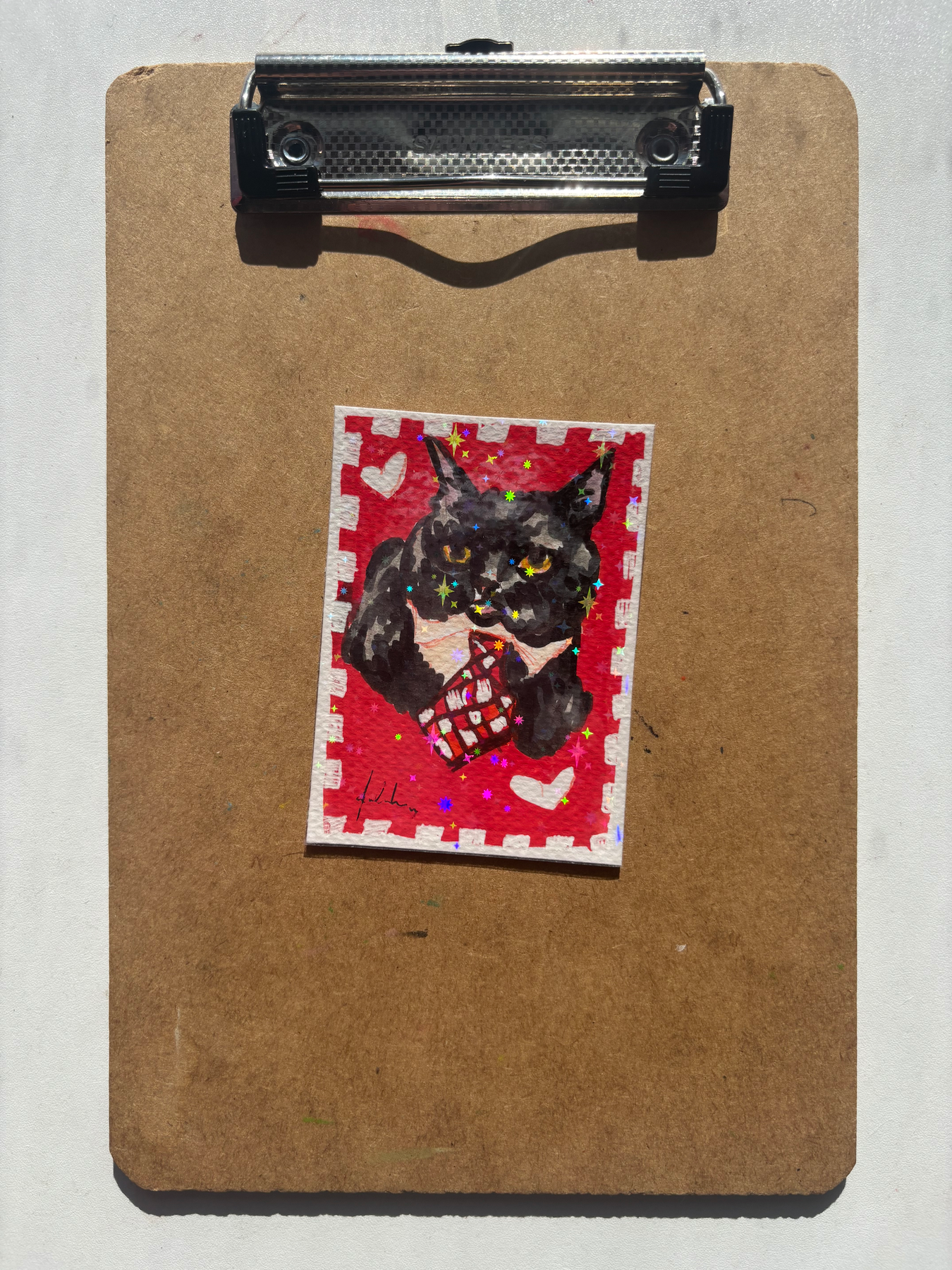 “Valentines Kitty 1” Cat aceo art card
