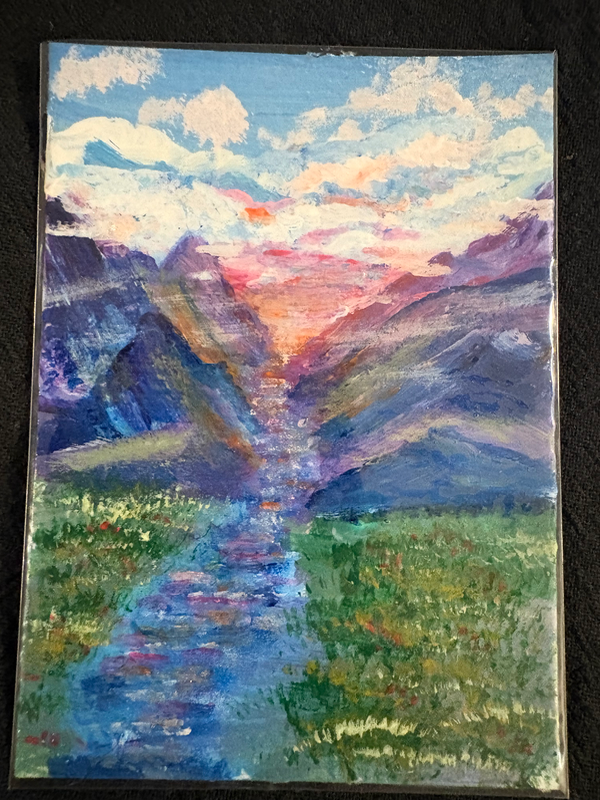 Misty Mountain Ravine aceo art card