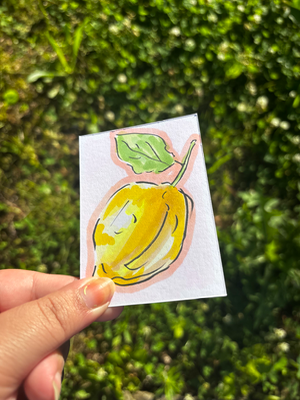 “Lemon Sticker” Fruit aceo art card thumbnail 3