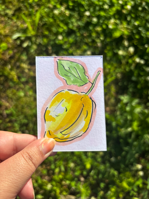 “Lemon Sticker” Fruit aceo art card thumbnail 2