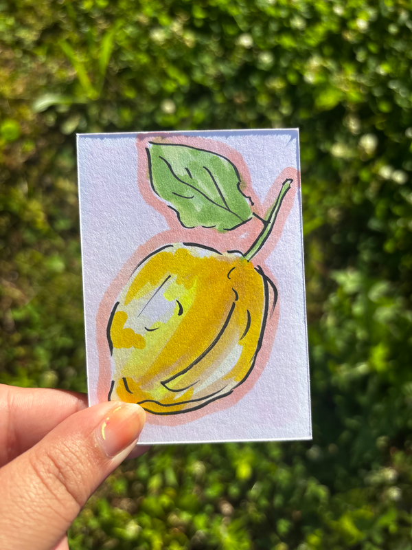 “Lemon Sticker” Fruit aceo art card