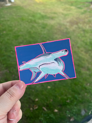 Hammerhead Shark aceo art card thumbnail 1