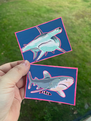 Hammerhead Shark aceo art card thumbnail 2