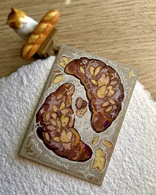 toasted albun croissant ~ aceo art card thumbnail 1