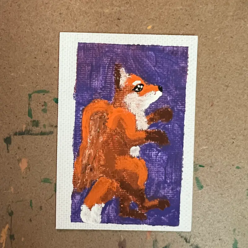 Original Dancing ACEO #2/9 Winged Fox Series aceo art card