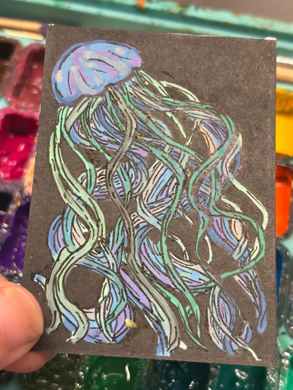 just keep swimming aceo art card
