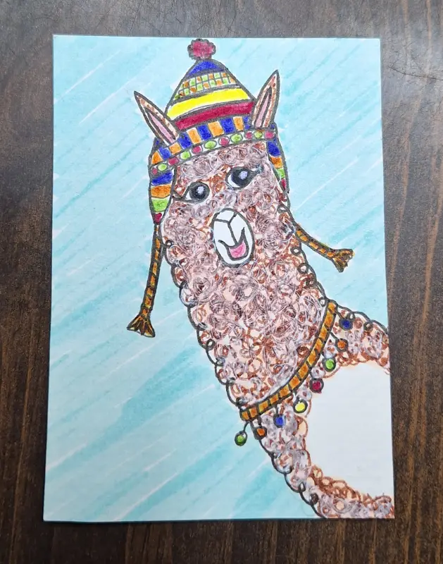 Mountain Alpaca by Sandrajean Smith aceo art card