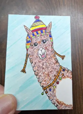 Mountain Alpaca by Sandrajean Smith aceo art card thumbnail 2