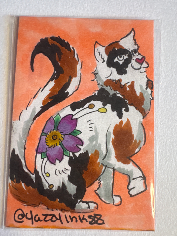 Calico Flower aceo art card