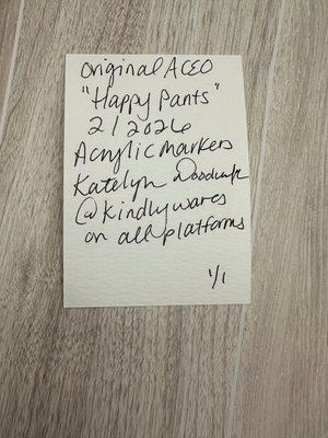 Happy Pants aceo art card thumbnail 2