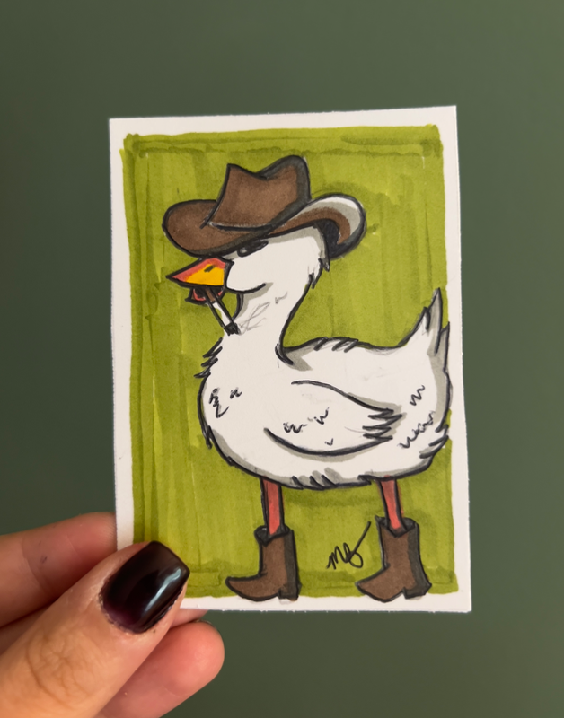 ACEO ORIGINAL “Howdy Duck” aceo art card