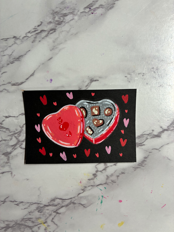 Valentine’s Day chocolate box aceo art card