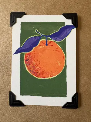 Original ACEO Orange with Purple Leaves 1 Modern Style ATC SIZE Emma's Art Shop aceo art card thumbnail 2
