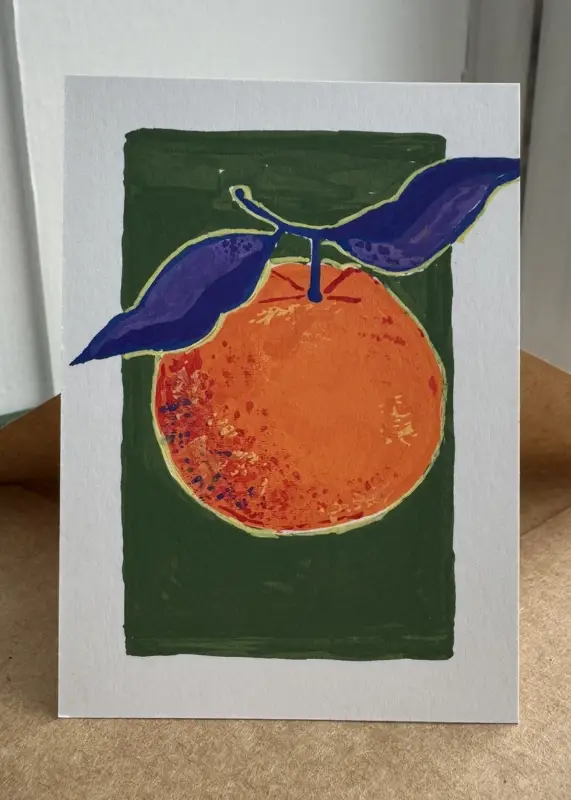Original ACEO Orange with Purple Leaves 1 Modern Style ATC SIZE Emma's Art Shop aceo art card
