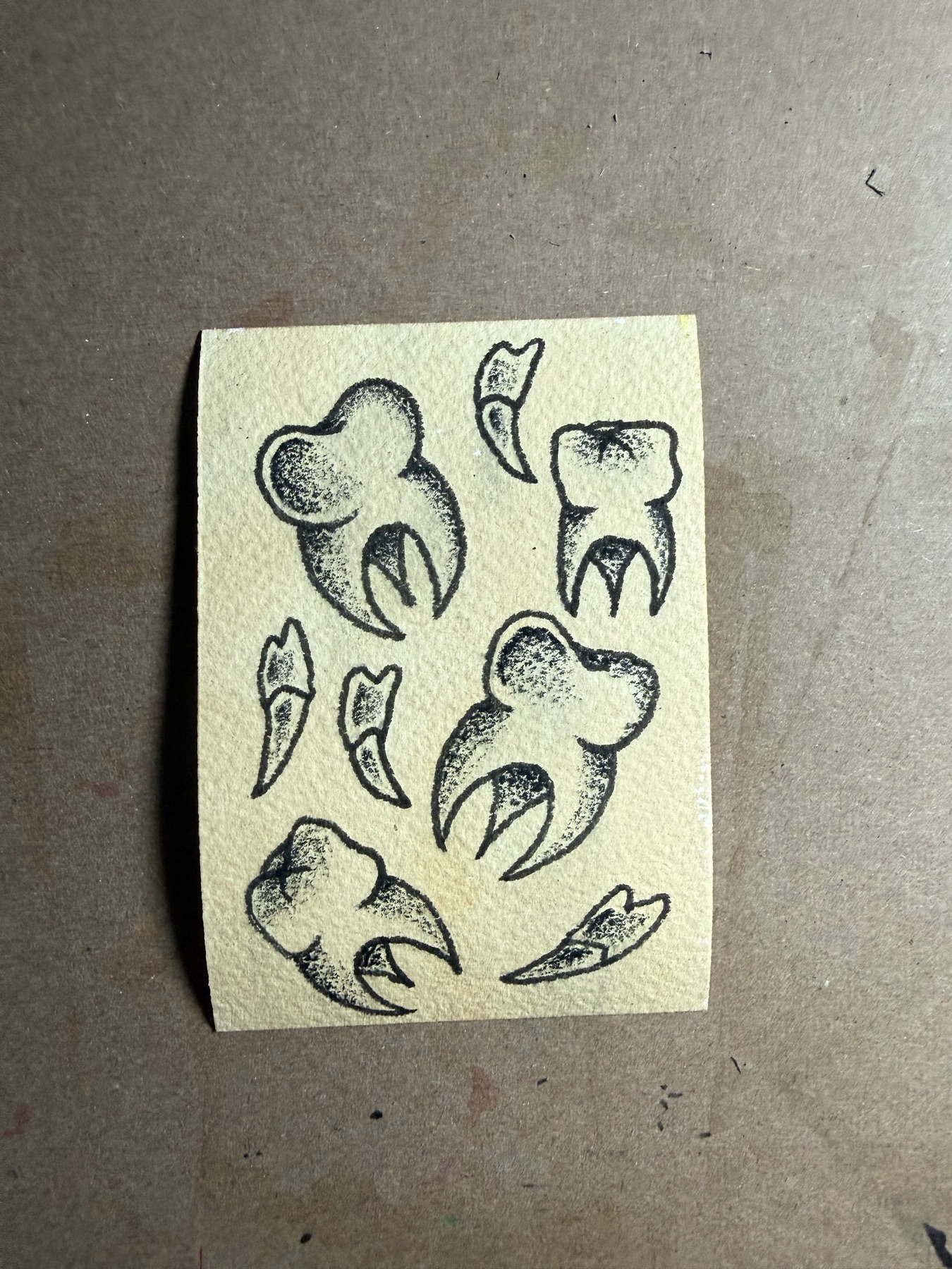 Traditional Tattoo Flash Teeth aceo art card