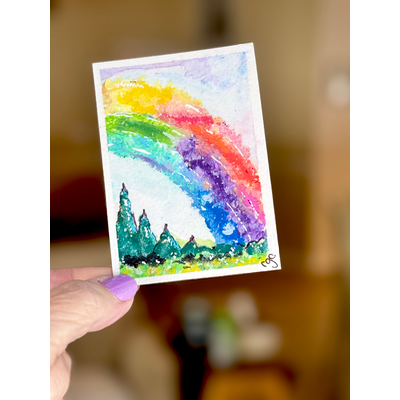 Rainbow aceo art card thumbnail 2