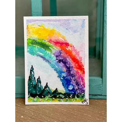Rainbow aceo art card thumbnail 1
