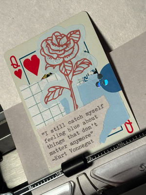 Rose Quote Card #29 by Mazerzine collage Kurt Vonnegut aceo art card thumbnail 2