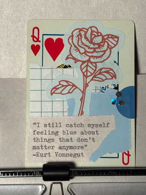 Rose Quote Card #29 by Mazerzine collage Kurt Vonnegut aceo art card thumbnail 1