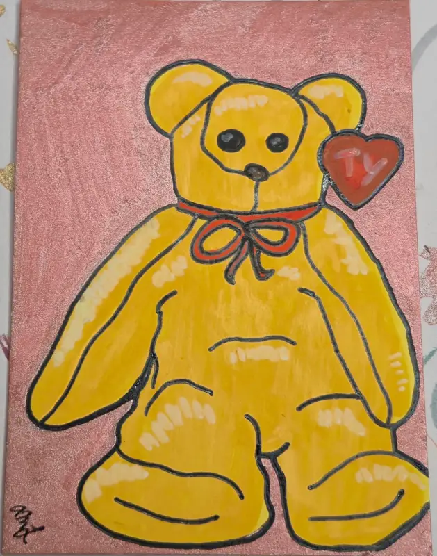 Teddy Beanie Baby Nostalgia aceo art card