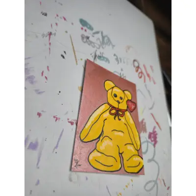 Teddy Beanie Baby Nostalgia aceo art card thumbnail 2
