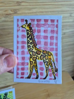 Giraffe aceo art card thumbnail 1