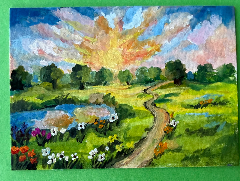 Golden Meadow Sunrise aceo art card