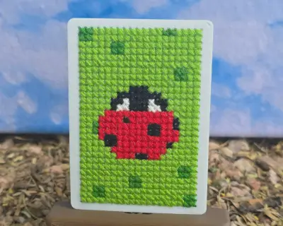 Ladybug AF2, Hand-Stitched (1/1) aceo art card thumbnail 2