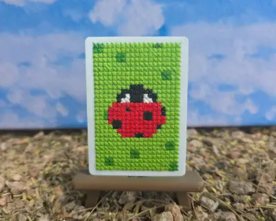 Ladybug AF2, Hand-Stitched (1/1) aceo art card thumbnail 1