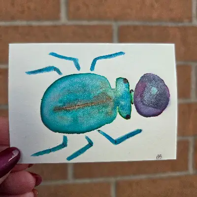 Blueberry Beetle aceo art card thumbnail 1