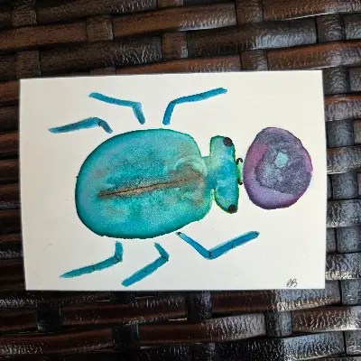 Blueberry Beetle aceo art card thumbnail 2