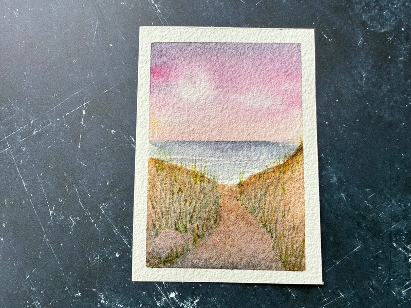 Twilight Beach aceo art card