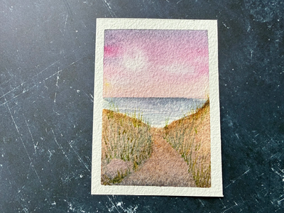 Twilight Beach aceo art card thumbnail 1