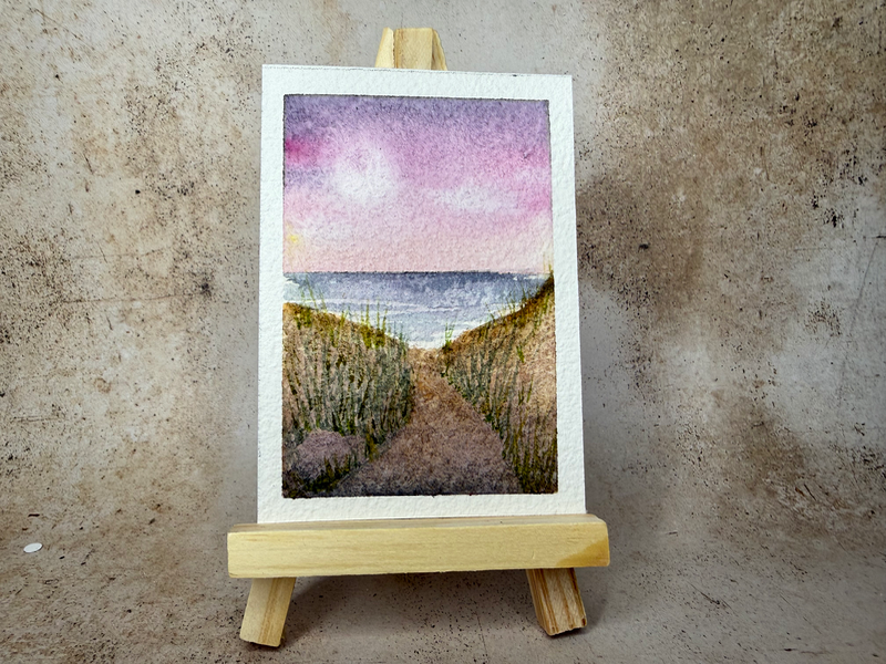Twilight Beach aceo art card