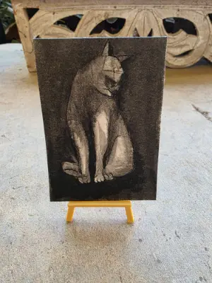 Cat Study 4 aceo art card thumbnail 1