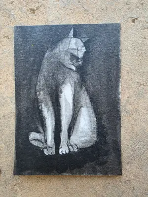Cat Study 4 aceo art card thumbnail 3