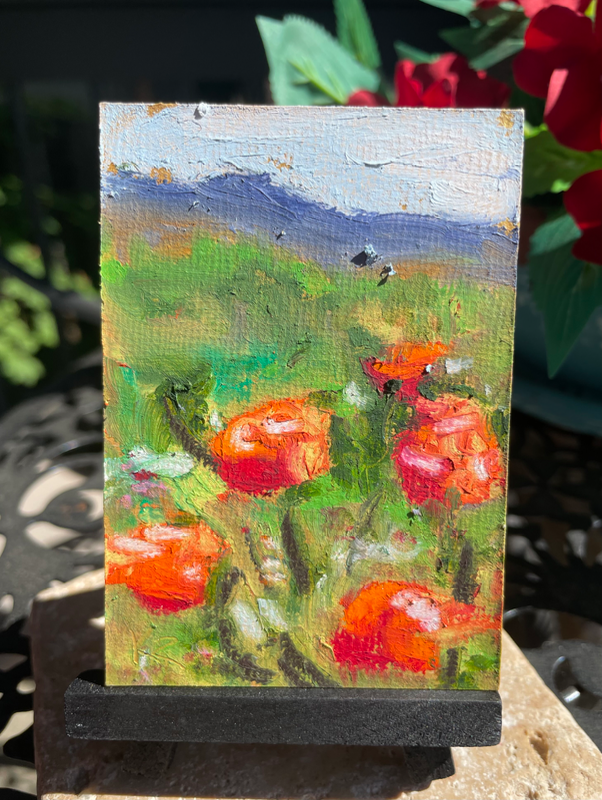 Poppies at Dusk aceo art card