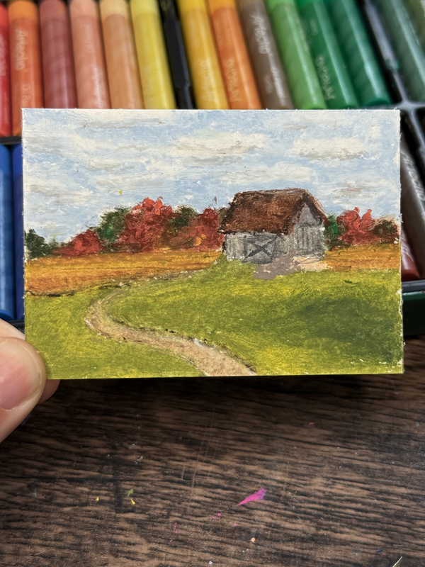 Fall Barn aceo art card