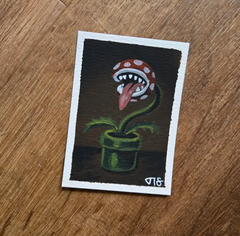Piranha Plant aceo art card