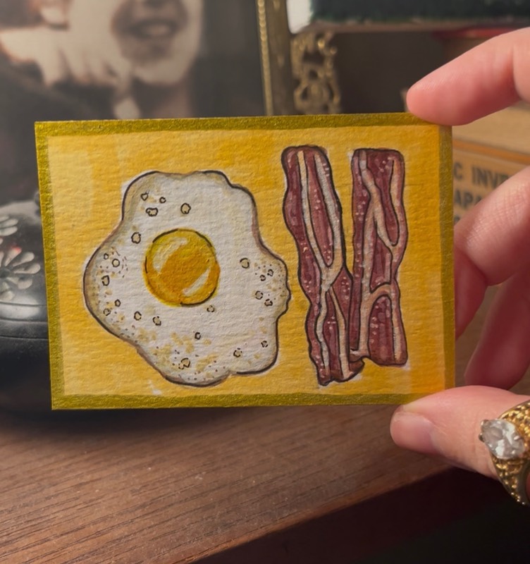 Bacon and Eggs aceo art card