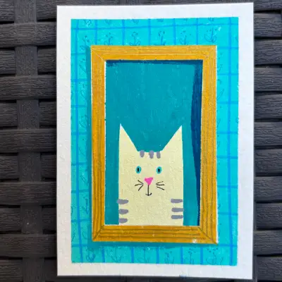 ACEO Original, “Al,” Acrylic Paint Markers aceo art card thumbnail 1