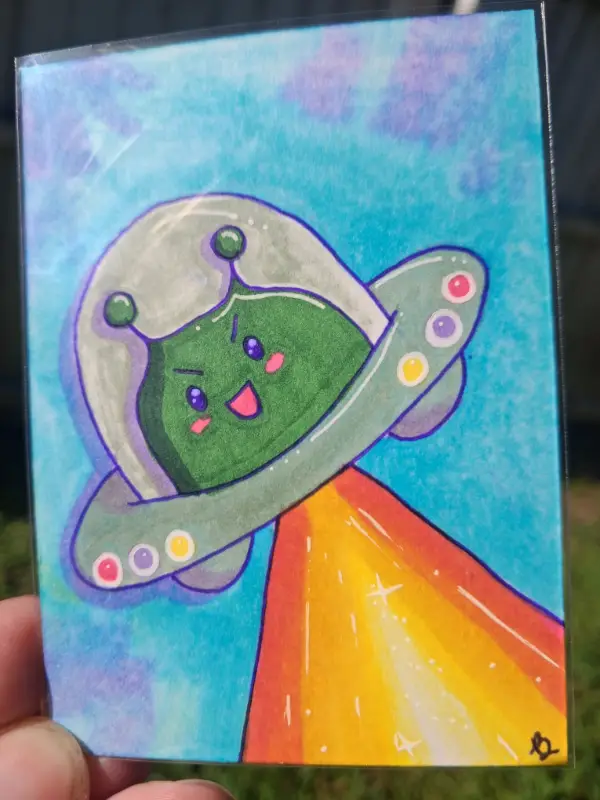 Kawaii Alien aceo art card