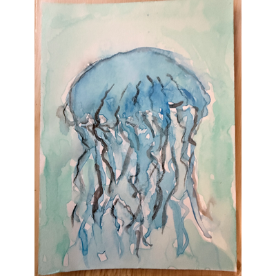 Blue octopus aceo art card thumbnail 1