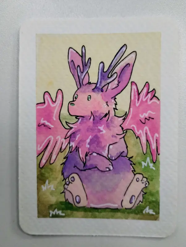 Lavender Jackalope aceo art card