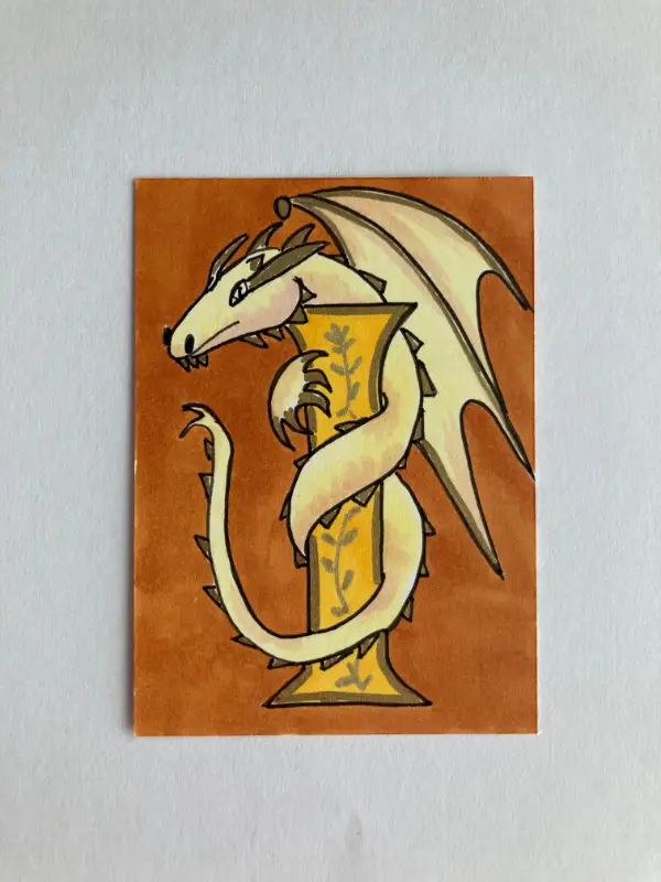 Dragon Illuminated Letter I aceo art card