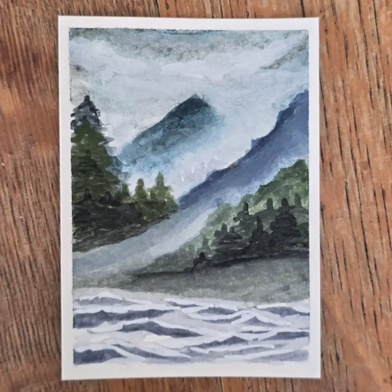 Fog on the Mountain aceo art card