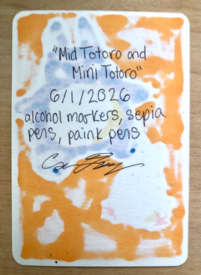 Mid Totoro and Mini Totoro aceo art card thumbnail 2