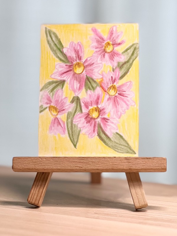 Pink Flowers (July Florals Series #3) by Kindel Thomas aceo art card